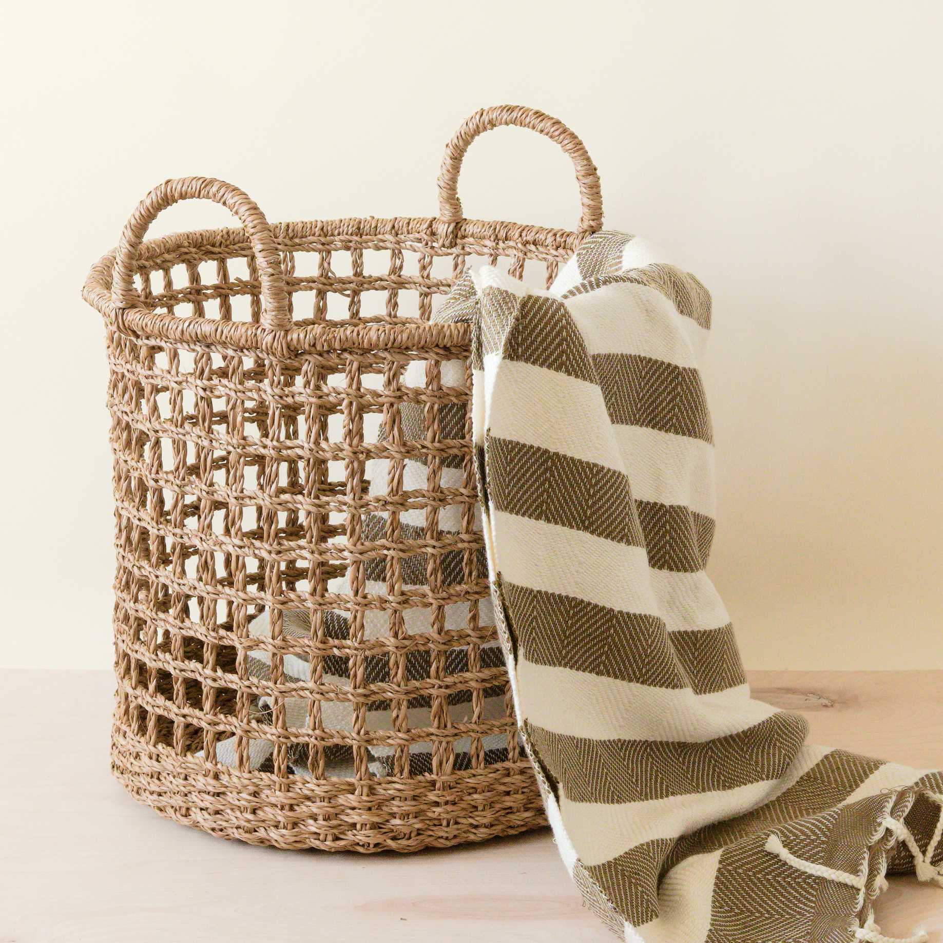 LIKHÂ Open Weave Baskets with Handle, set of 3 - Storage Baskets | LIKHÂ