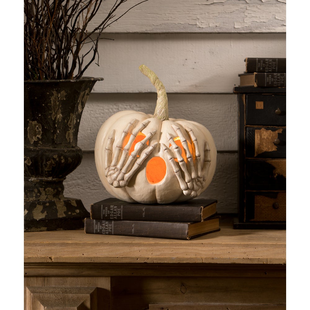 Peek-a-Boo Pumpkin White by Bethany Lowe Designs Quirks! | Heirloom Boulevard