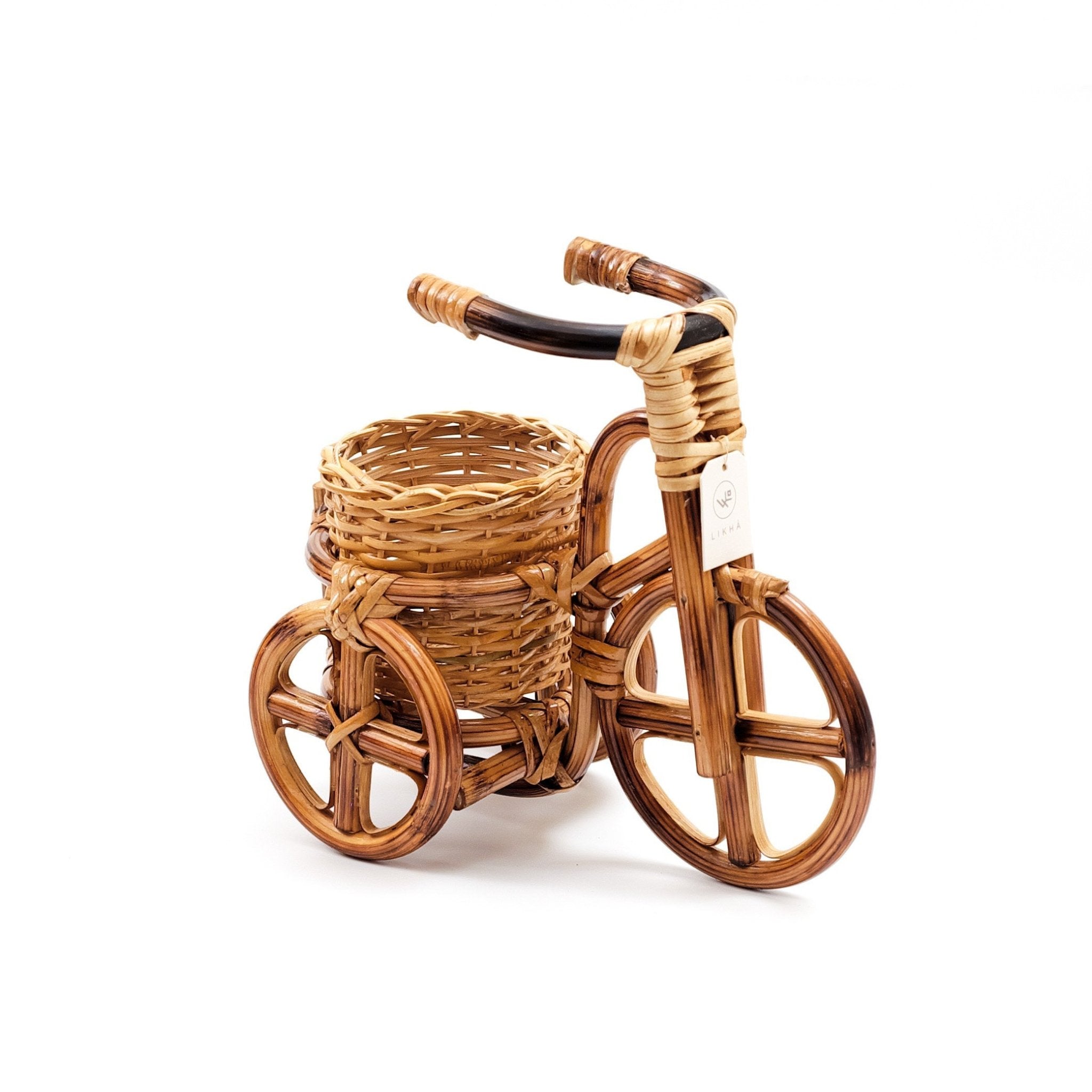 LIKHÂ Bicycle Rattan Planter, large - Handmade Planters | LIKHÂ