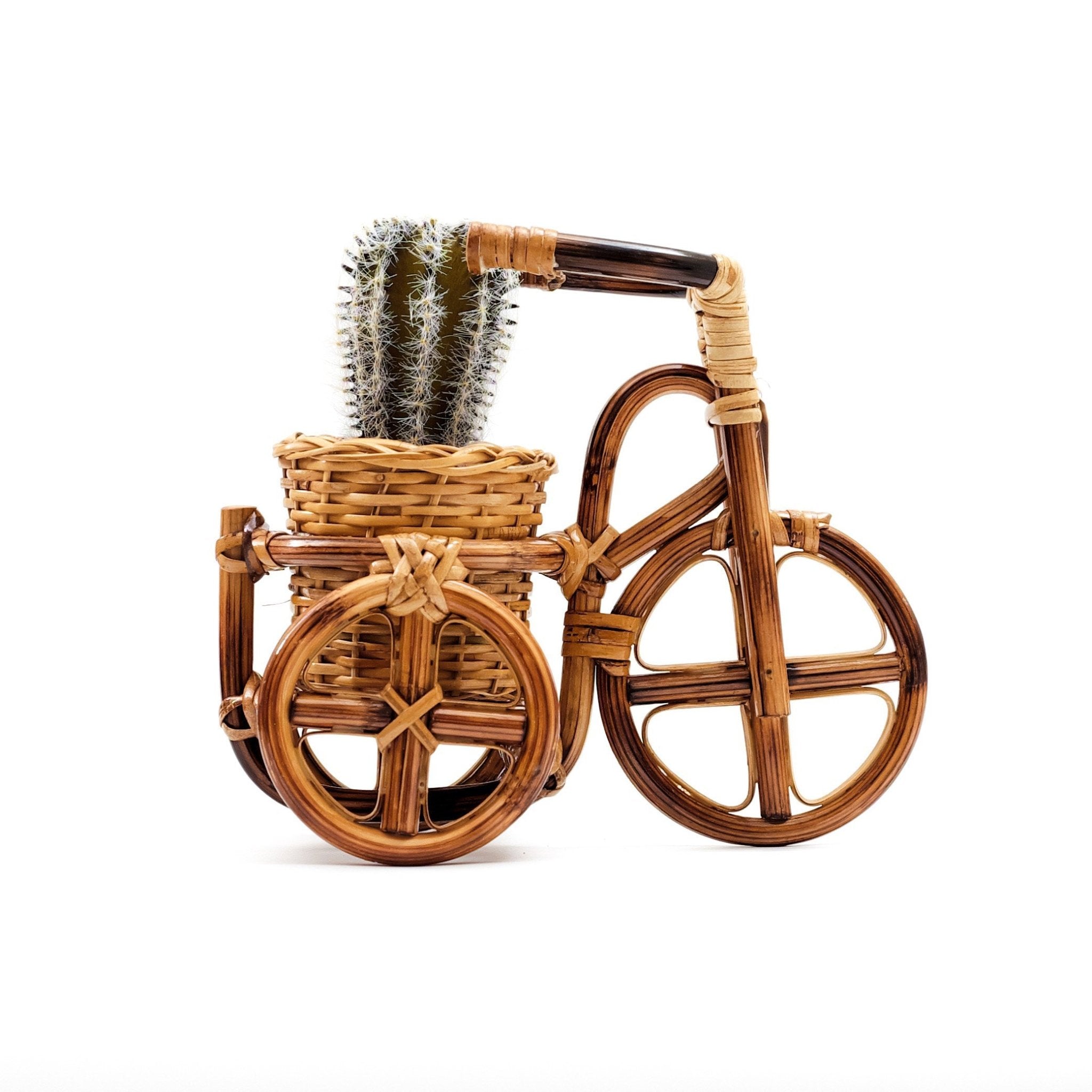 LIKHÂ Bicycle Rattan Planter, large - Handmade Planters | LIKHÂ