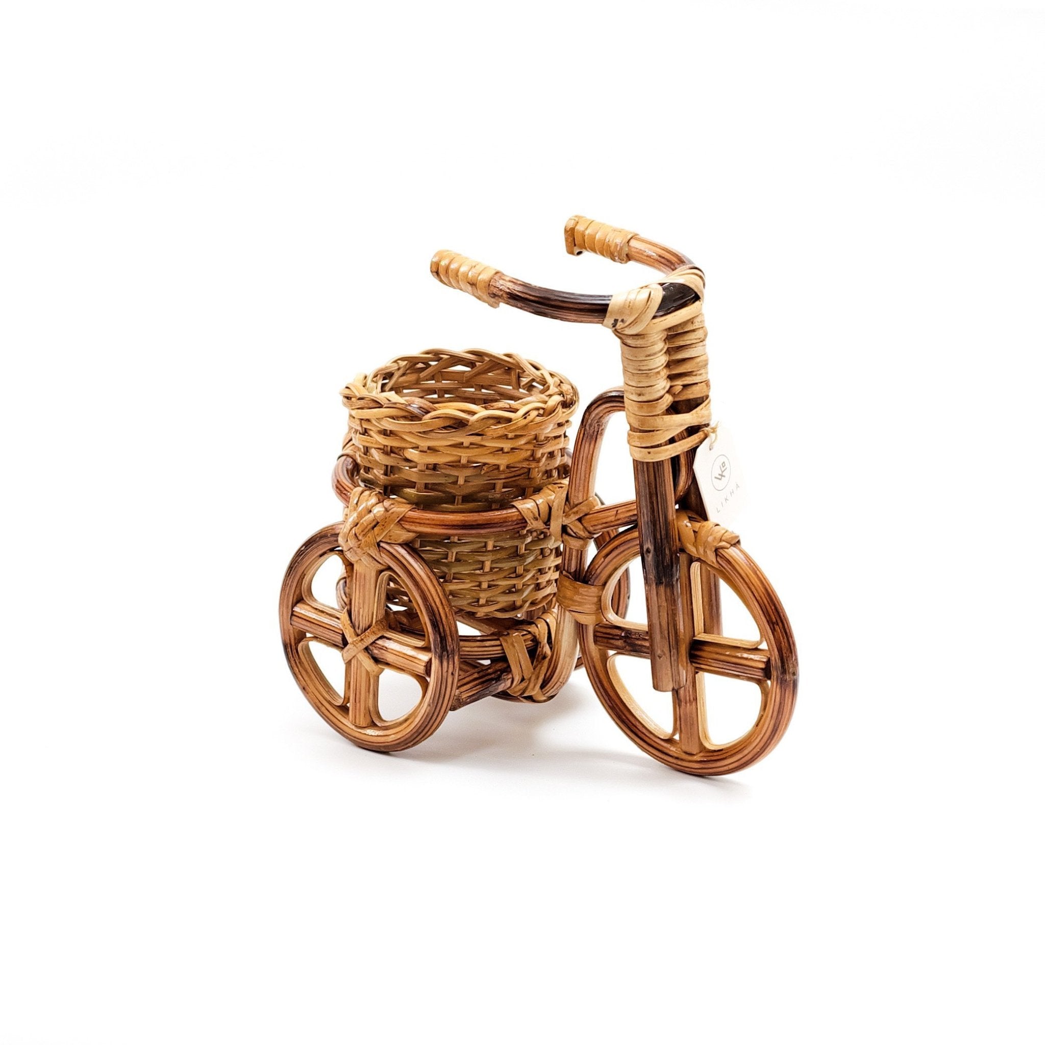 LIKHÂ Bicycle Rattan Planter, medium - Handmade Planters | LIKHÂ