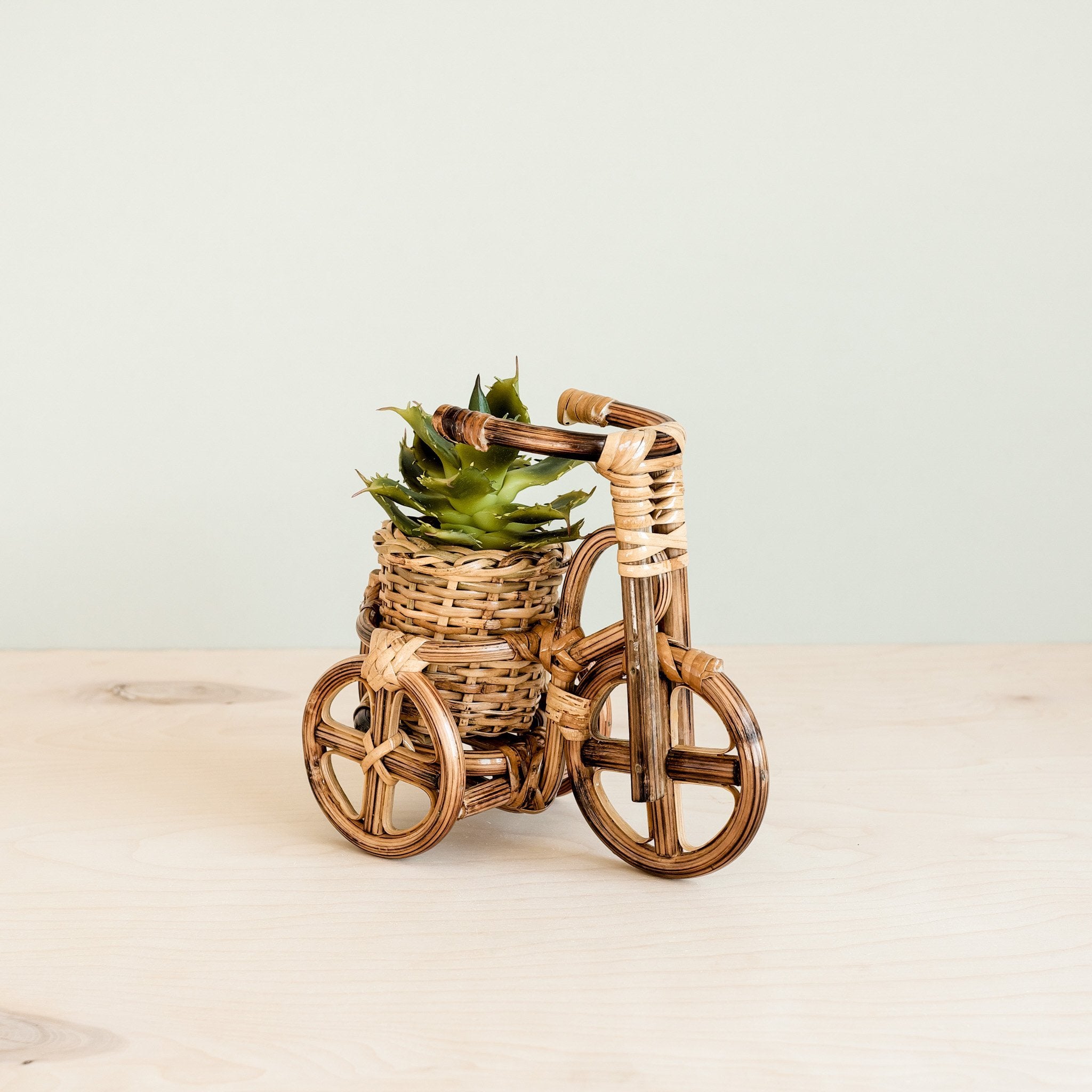 LIKHÂ Bicycle Rattan Planter, small - Handmade Planters | LIKHÂ
