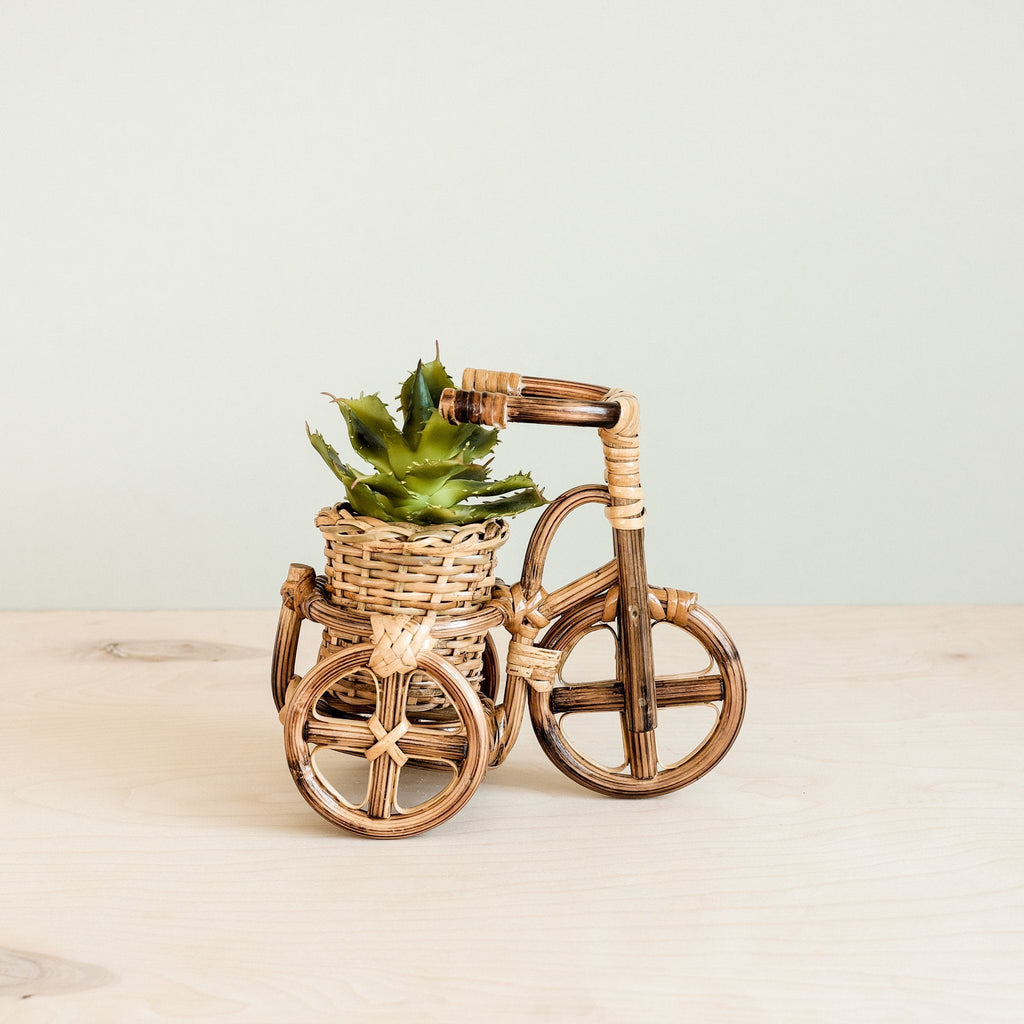 LIKHÂ Bicycle Rattan Planter, small - Handmade Planters | LIKHÂ