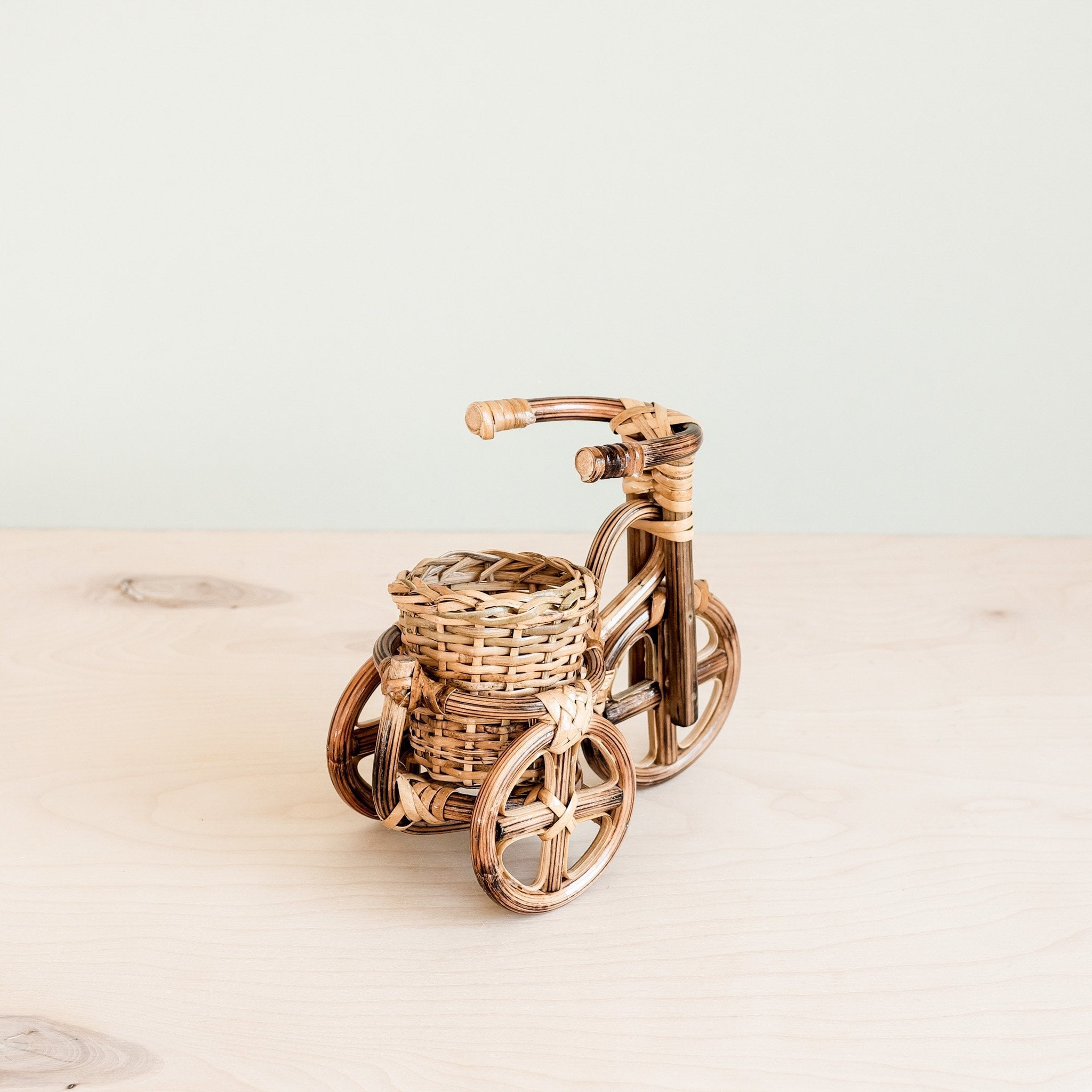 LIKHÂ Bicycle Rattan Planter, small - Handmade Planters | LIKHÂ
