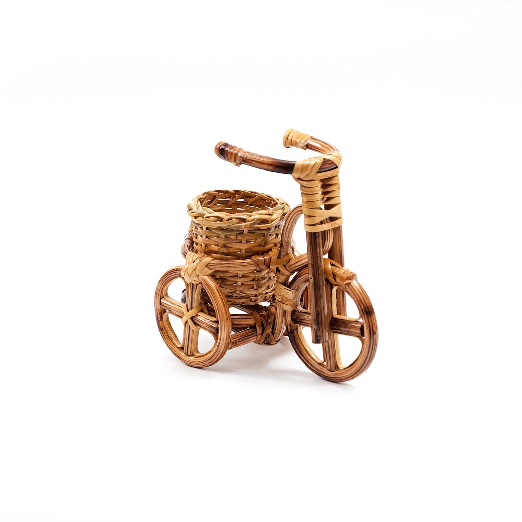 LIKHÂ Bicycle Rattan Planter, small - Handmade Planters | LIKHÂ