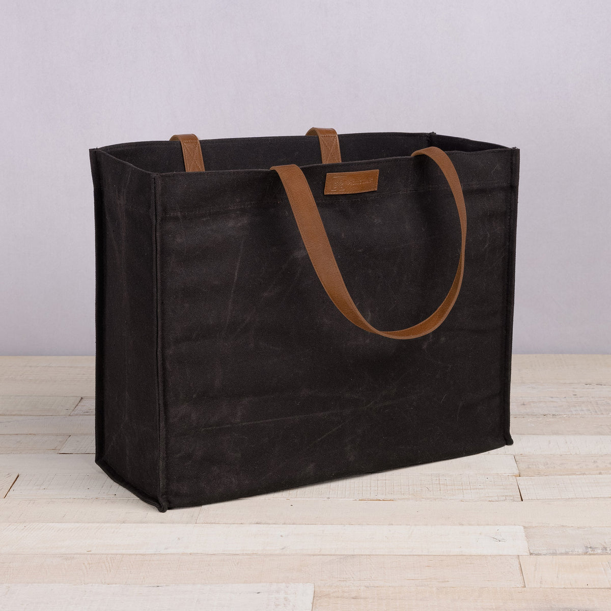 Legacy Market Waxed Canvas Tote with Leatherette Handles Black | Heirloom Boulevard