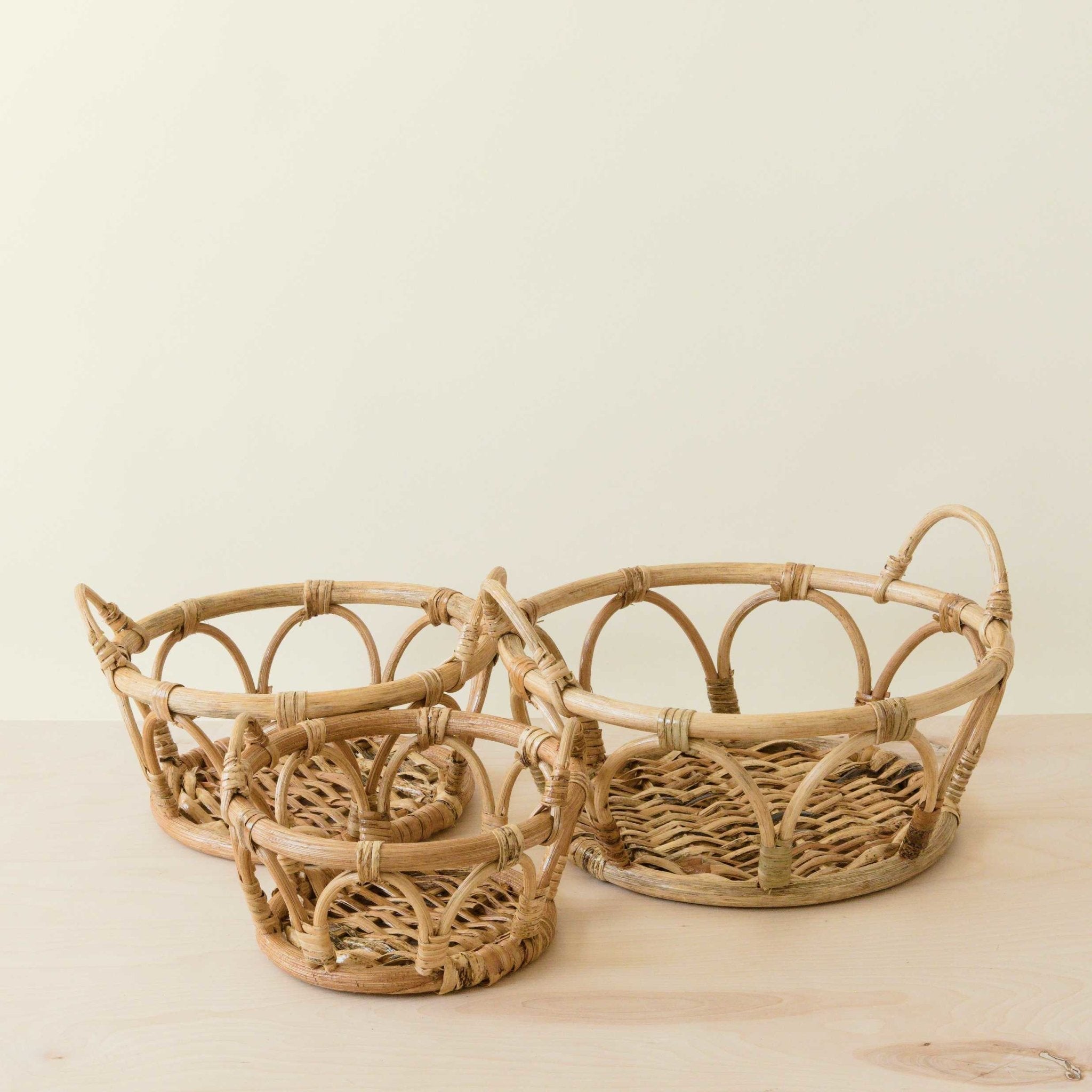 LIKHÂ Rattan Fruit Basket -  Wicker Table Basket set of 3 | LIKHÂ