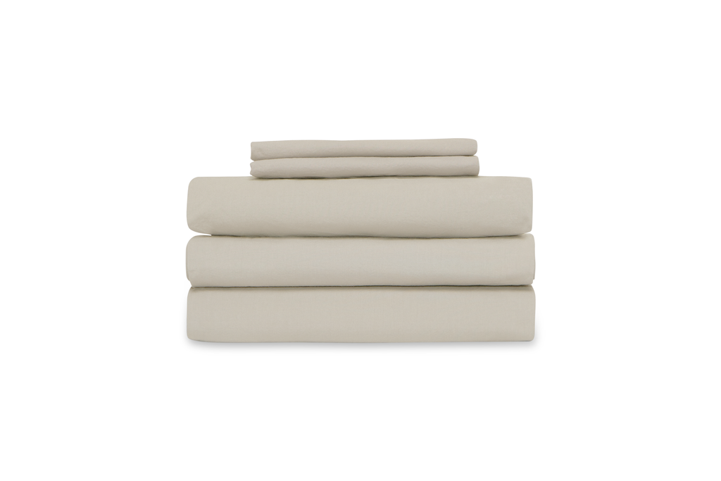 French Presse Linens Relaxed Percale Sheet Set Natural | Heirloom Boulevard