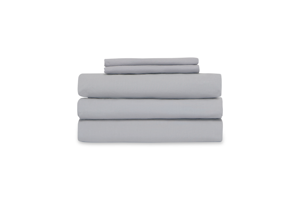 French Presse Linens Relaxed Percale Sheet Set Sky | Heirloom Boulevard