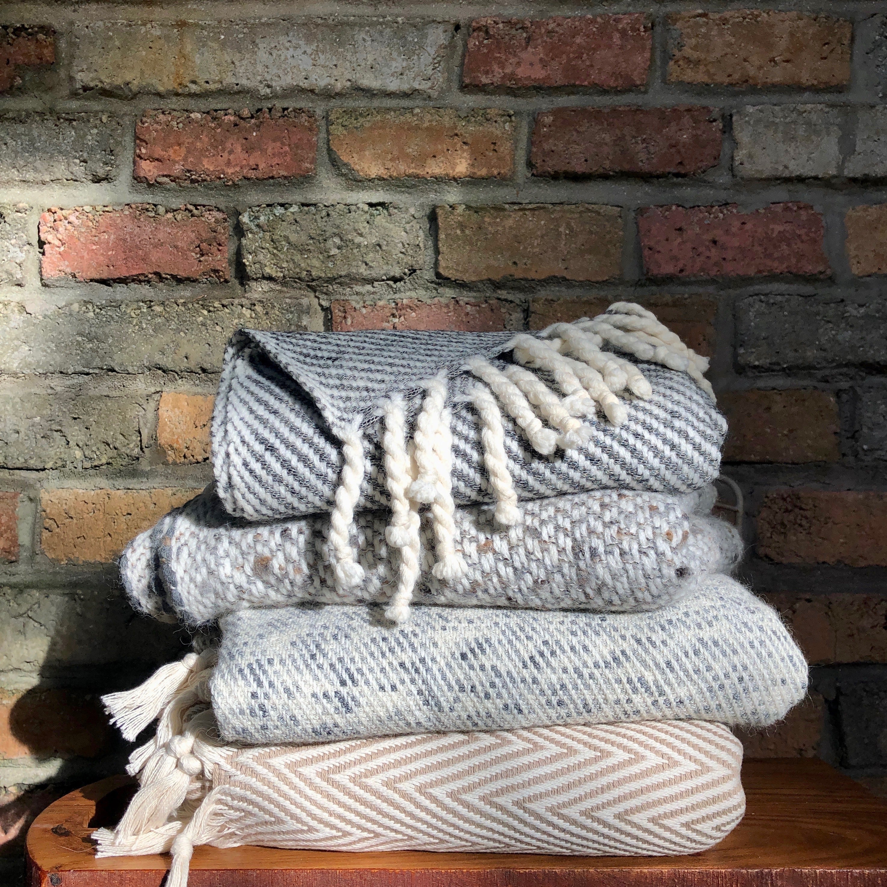 Chunky Chevron Turkish Throw SLATE + SALT | Heirloom Boulevard