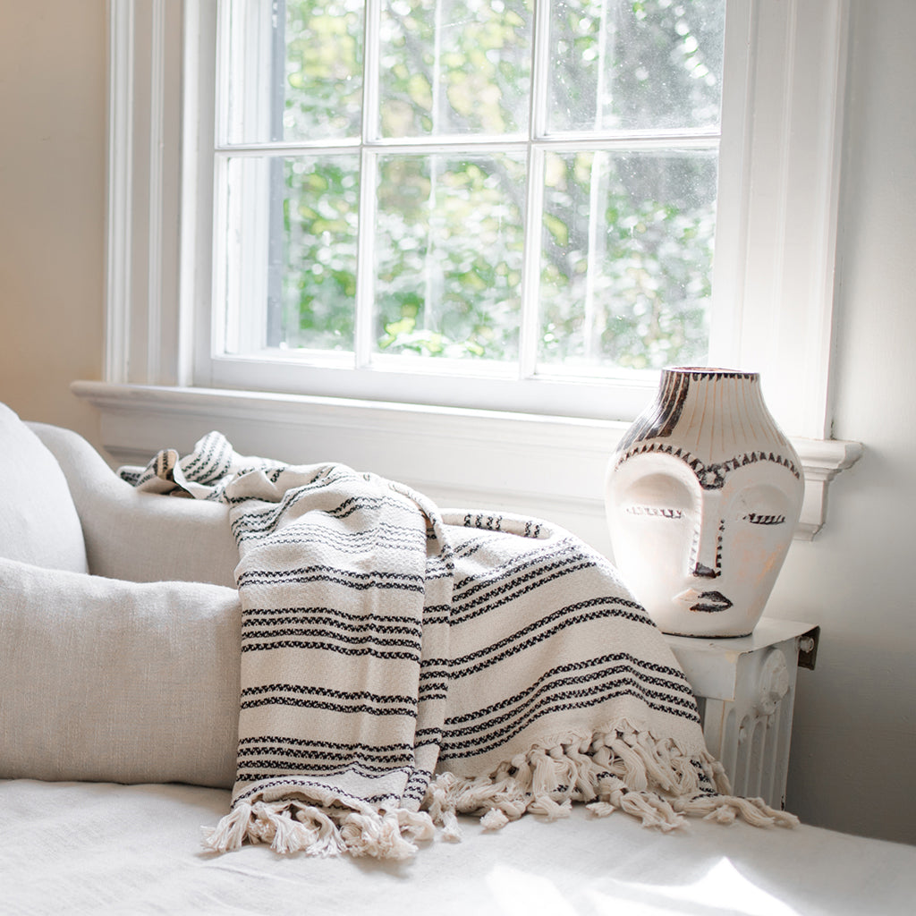 Woven Stripe Turkish Throw SLATE + SALT | Heirloom Boulevard