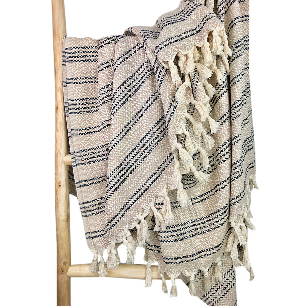 Woven Stripe Turkish Throw SLATE + SALT | Heirloom Boulevard
