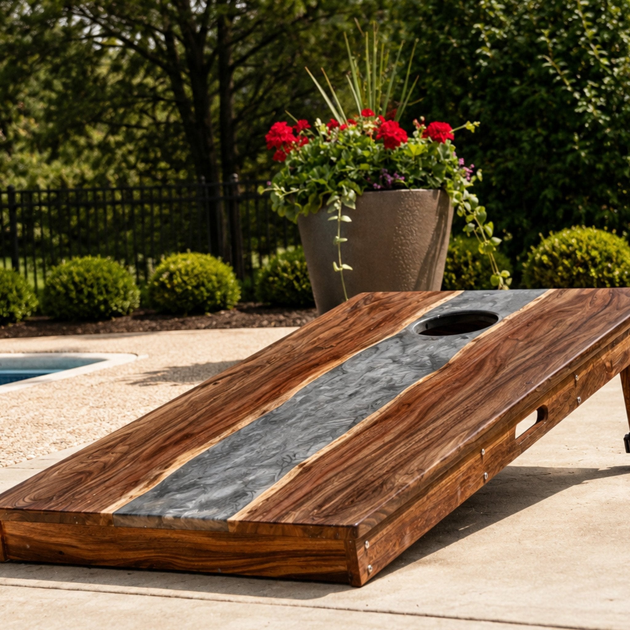 Elakai 2ft x 4ft Resin & Wood Classic Cornhole Set | Live Edge River Collection | Heirloom Boulevard
