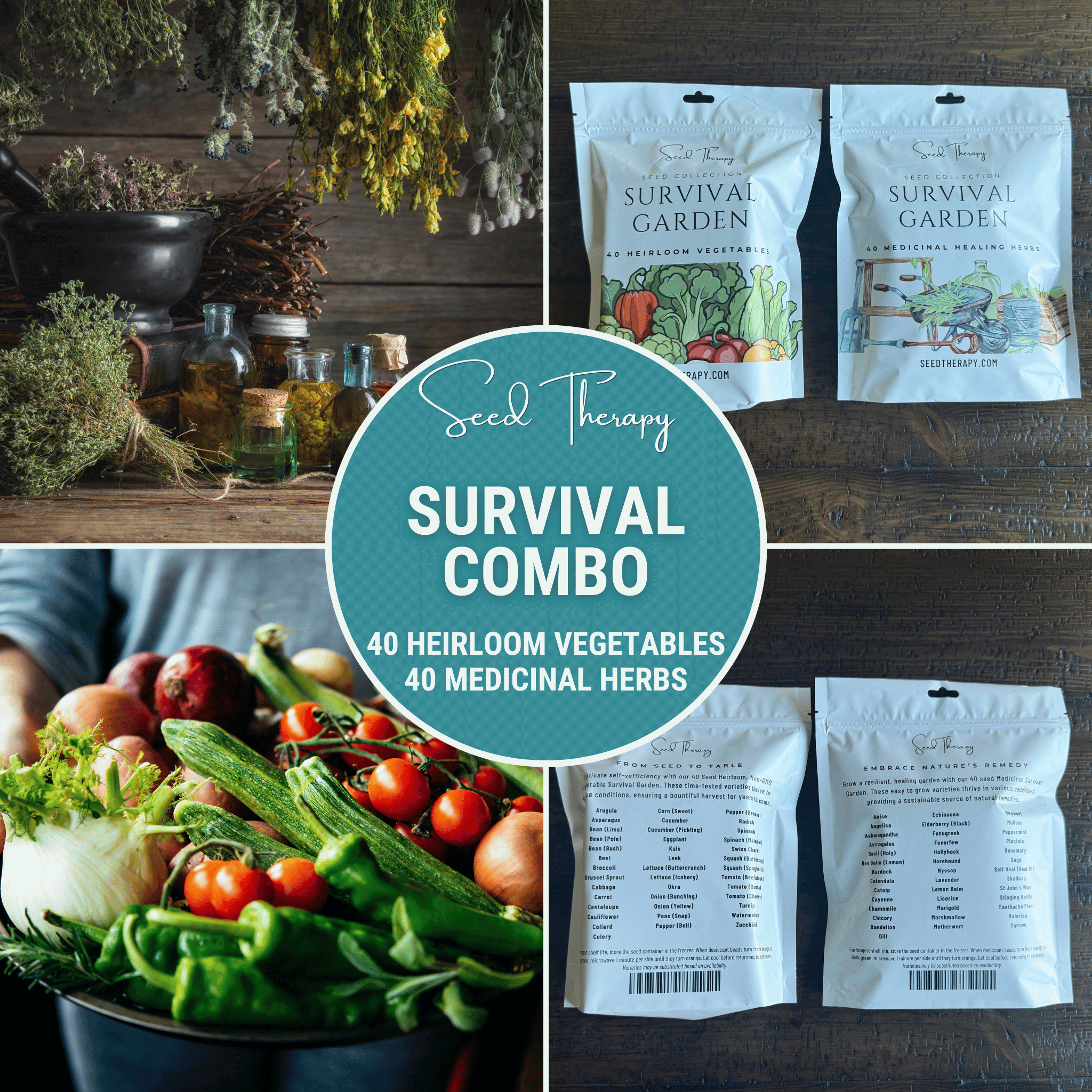 Southern Seeds Survival Garden Combo – 40 Vegetable & 40 Medicinal Herb Varieties | Heirloom Boulevard