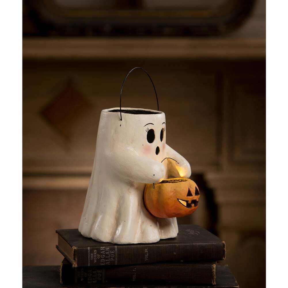 Sweet Boo With Pumpkin Bucket Paper Mache by Bethany Lowe Designs Quirks! | Heirloom Boulevard