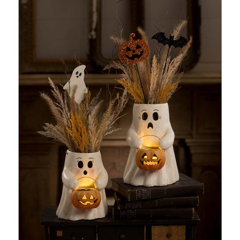 Sweet Boo With Pumpkin Bucket Paper Mache by Bethany Lowe Designs Quirks! | Heirloom Boulevard
