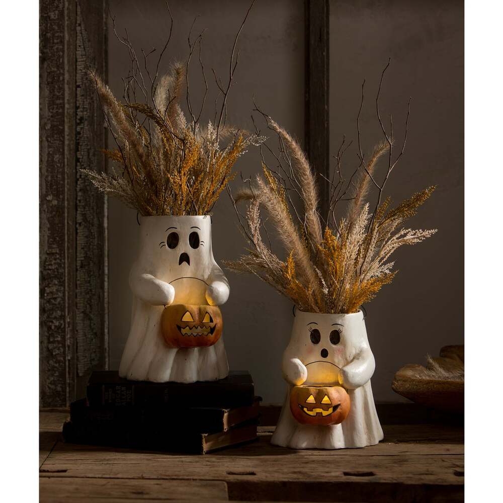 Sweet Boo With Pumpkin Bucket Paper Mache by Bethany Lowe Designs Quirks! | Heirloom Boulevard
