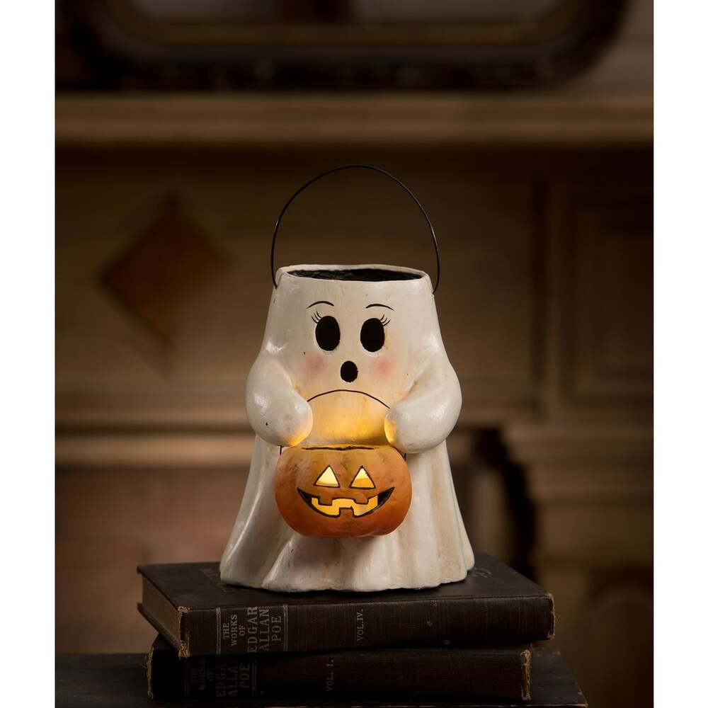Sweet Boo With Pumpkin Bucket Paper Mache by Bethany Lowe Designs Quirks! | Heirloom Boulevard