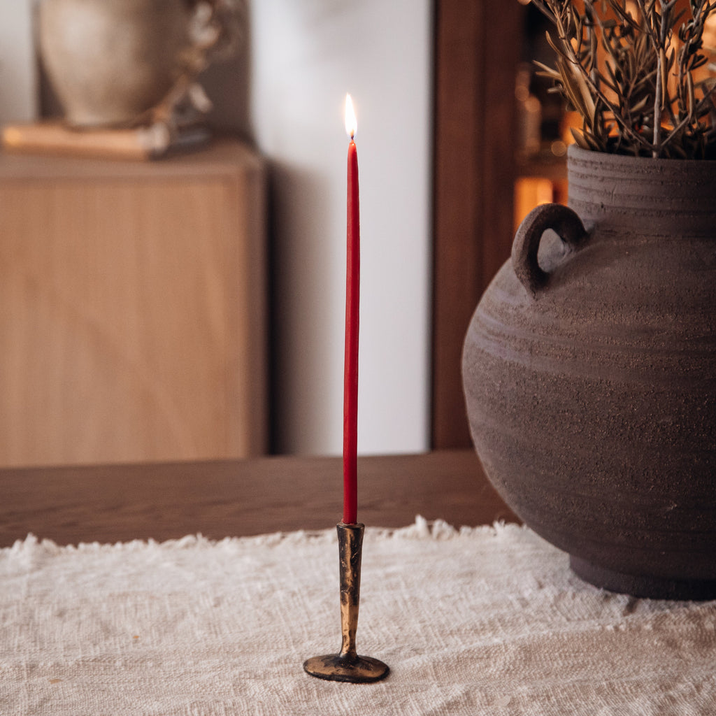 Out of the Blue Mini Antique Brass Candlestick | Heirloom Boulevard