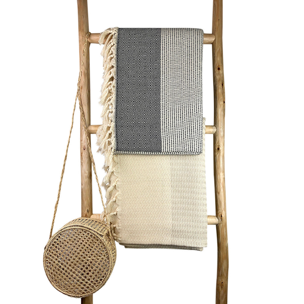 Diamond Stripe Turkish Throw SLATE + SALT | Heirloom Boulevard