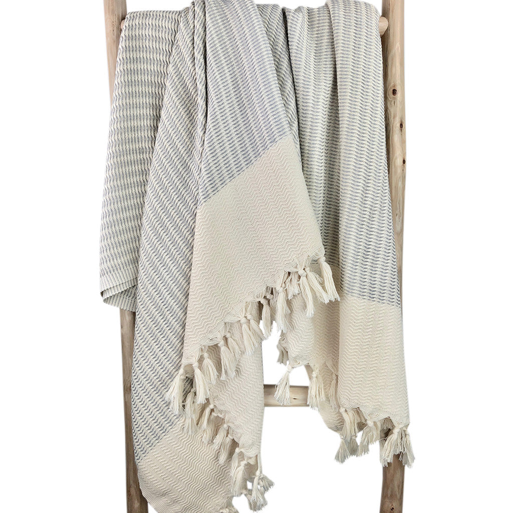 Plush Wavy Turkish Throw SLATE + SALT | Heirloom Boulevard