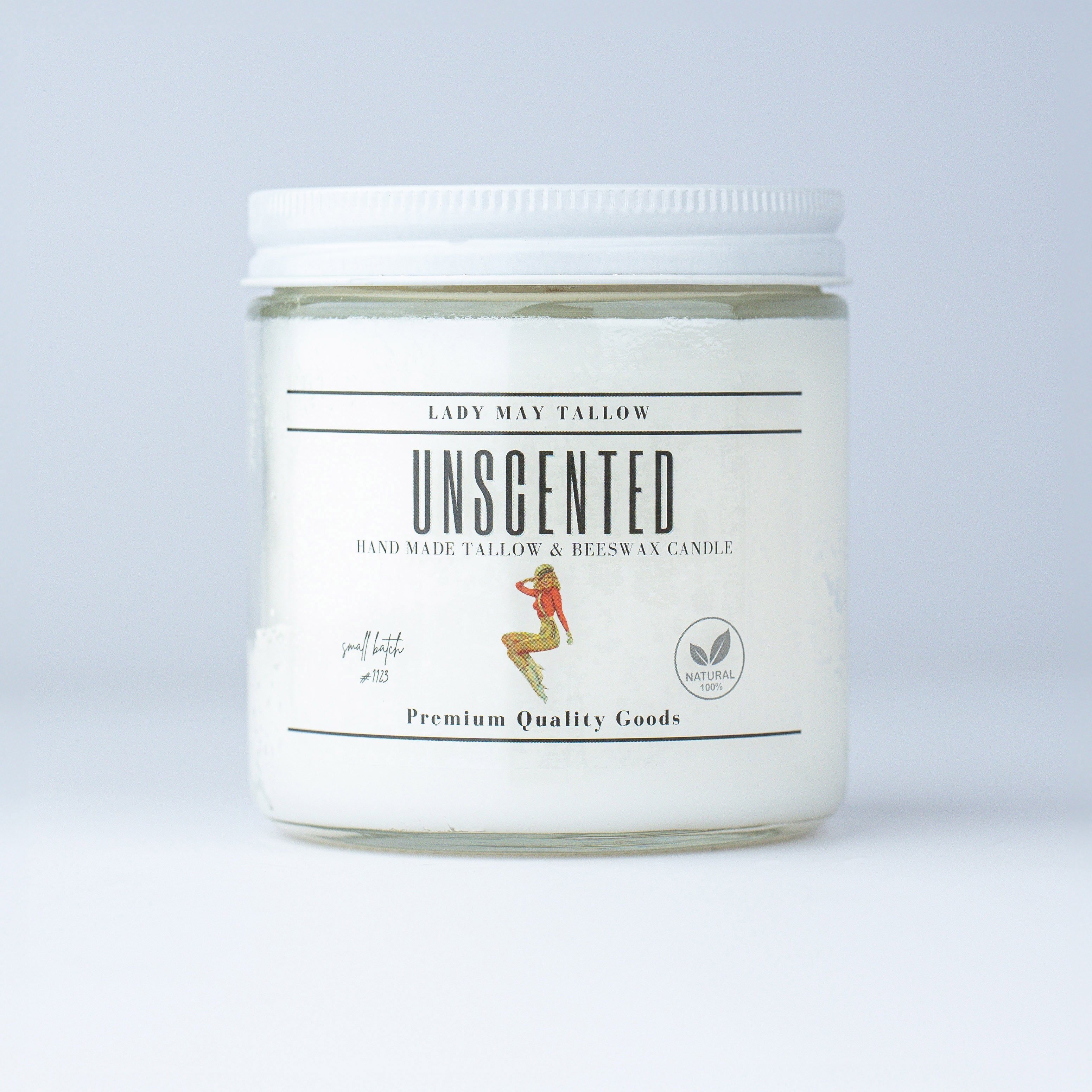 Unscented Tallow & Beeswax Candle | All-Natural, Non-Toxic, Clean-Burning Lady May Tallow | Heirloom Boulevard