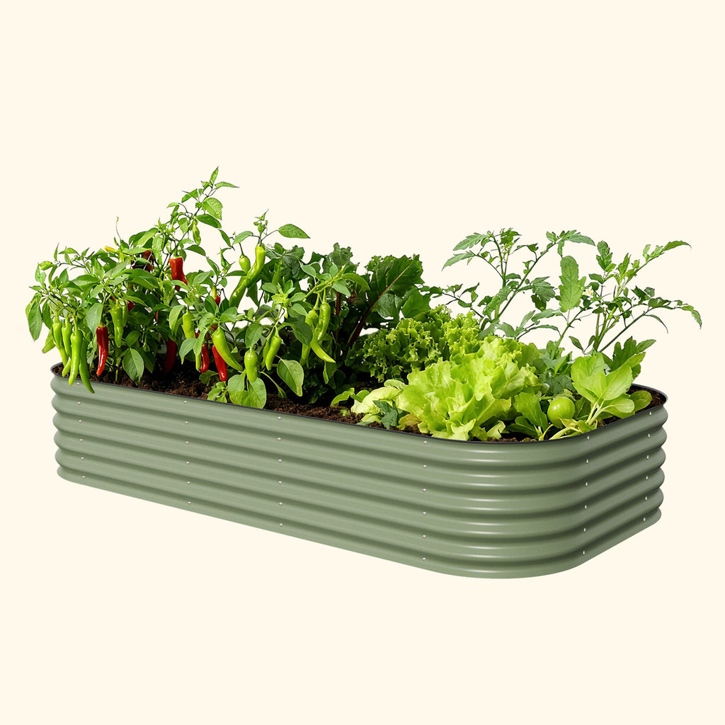 Vego Garden 17" Tall 10 In 1 Jumbo Modular Metal Raised Garden Bed Kit Olive Green | Heirloom Boulevard