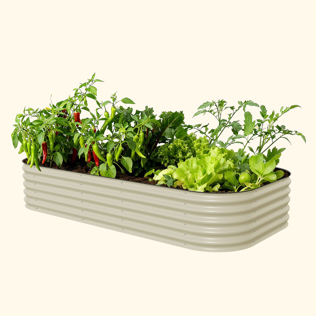 Vego Garden 17" Tall 10 In 1 Jumbo Modular Metal Raised Garden Bed Kit Pearl White | Heirloom Boulevard