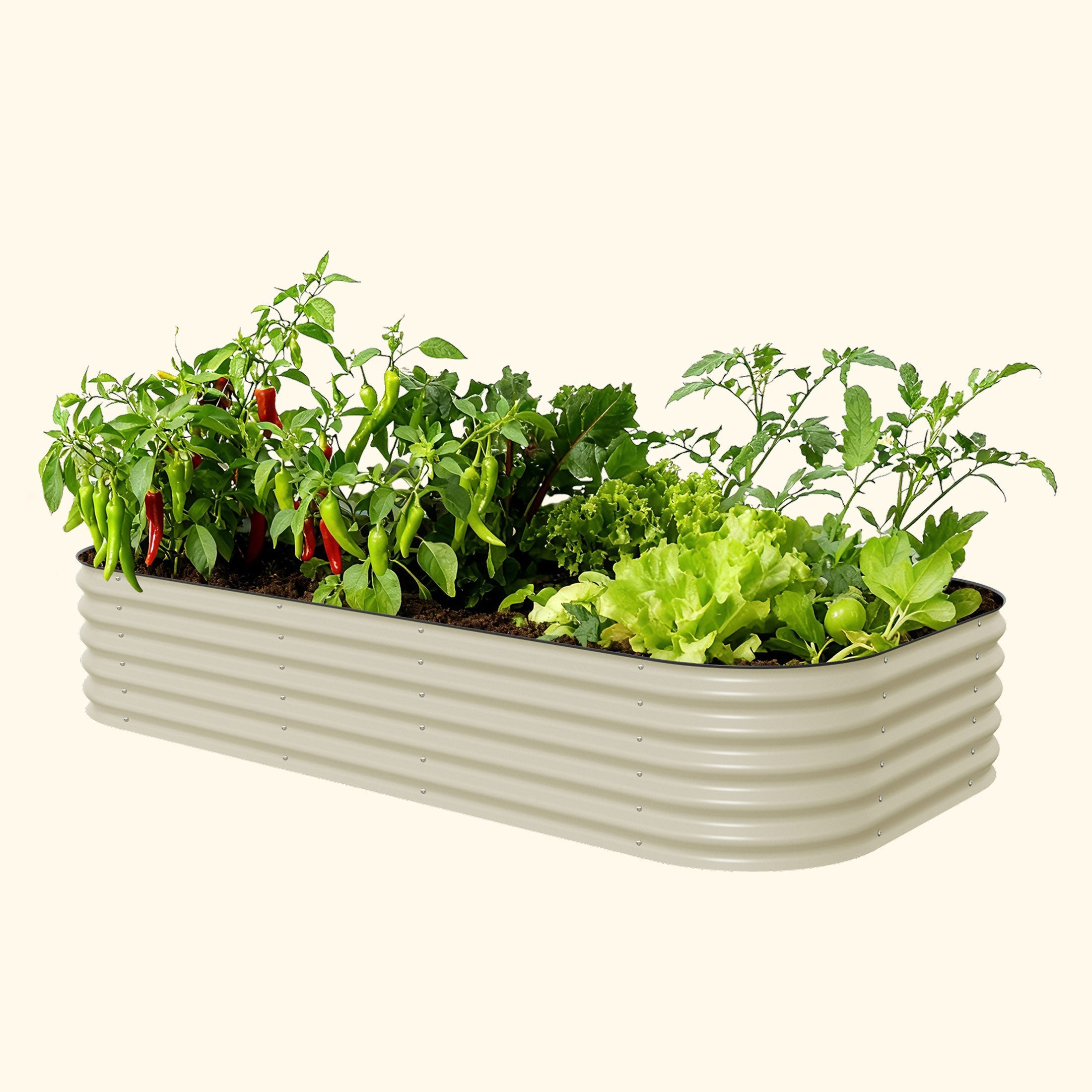 Vego Garden 17" Tall 10 In 1 Jumbo Modular Metal Raised Garden Bed Kit Pearl White | Heirloom Boulevard