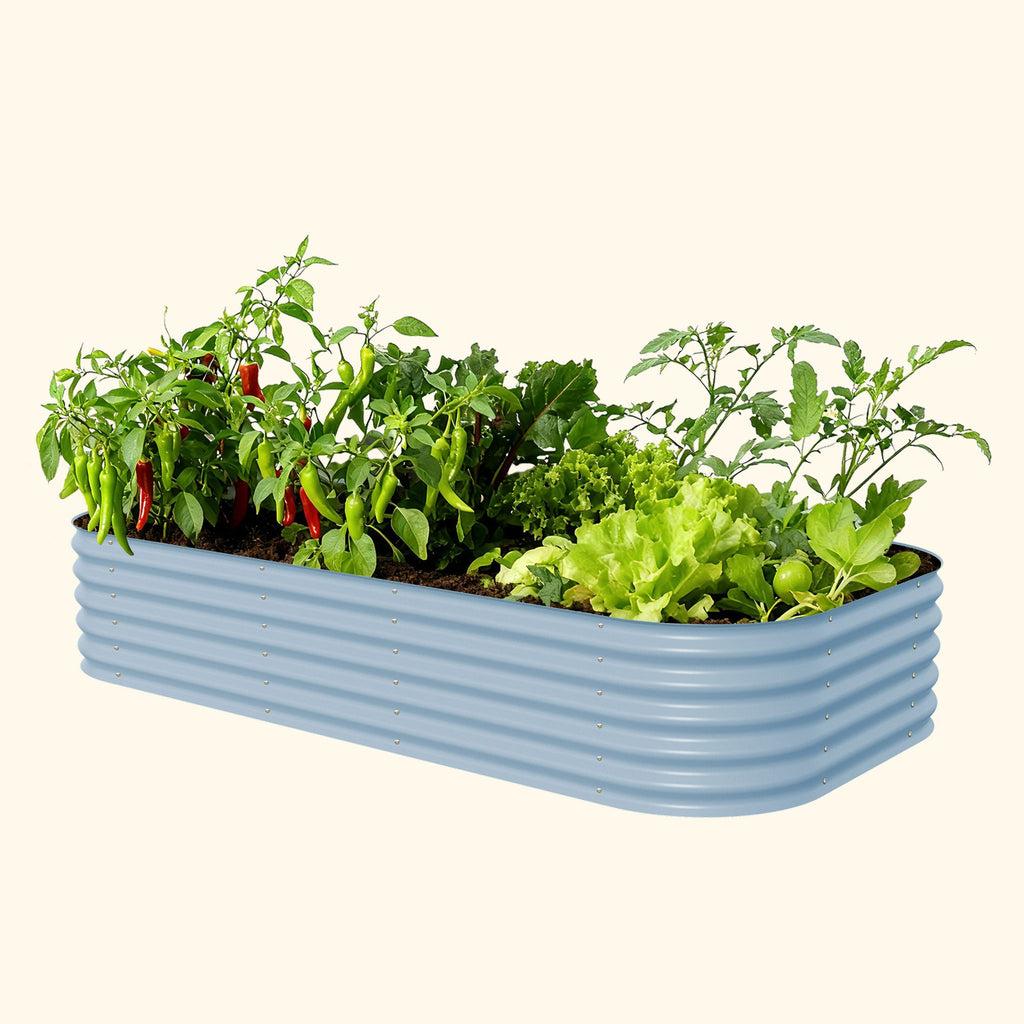 Vego Garden 17" Tall 10 In 1 Jumbo Modular Metal Raised Garden Bed Kit Sky Blue | Heirloom Boulevard
