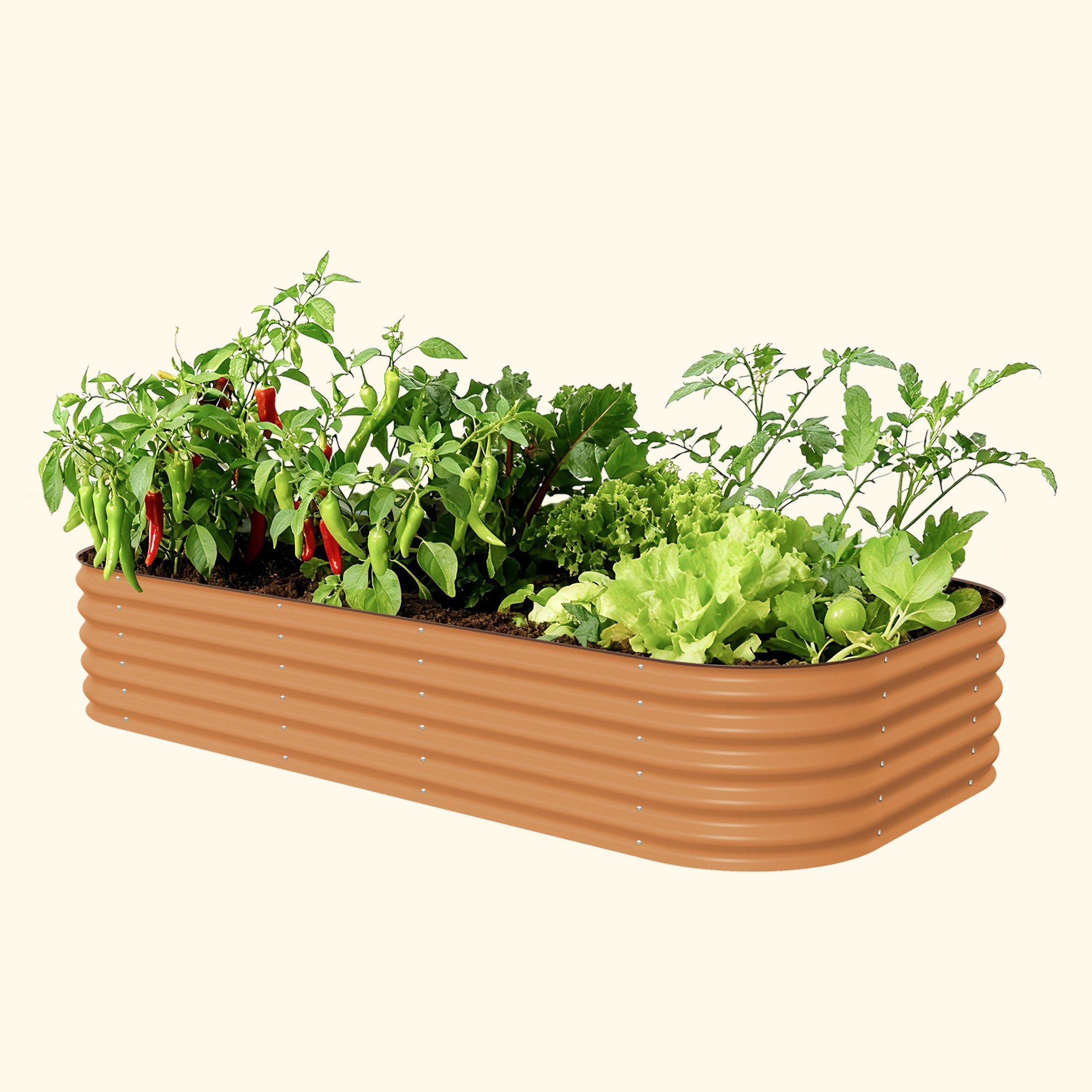Vego Garden 17" Tall 10 In 1 Jumbo Modular Metal Raised Garden Bed Kit Terra Cotta | Heirloom Boulevard