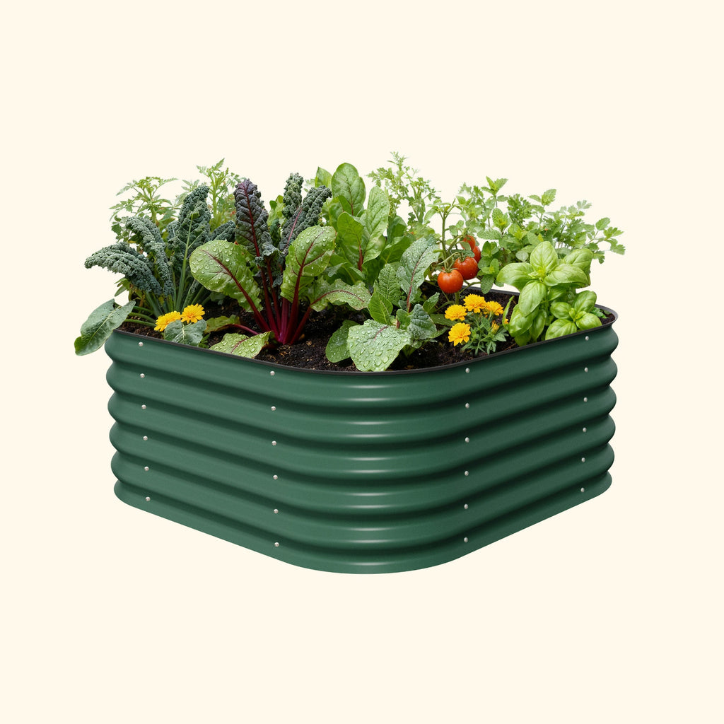 Vego Garden 17" Tall 4 In 1 Small Modular Metal Raised Garden Bed Kit British Green | Heirloom Boulevard