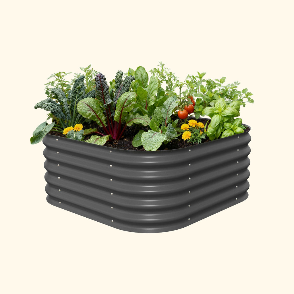 Vego Garden 17" Tall 4 In 1 Small Modular Metal Raised Garden Bed Kit Modern Gray | Heirloom Boulevard