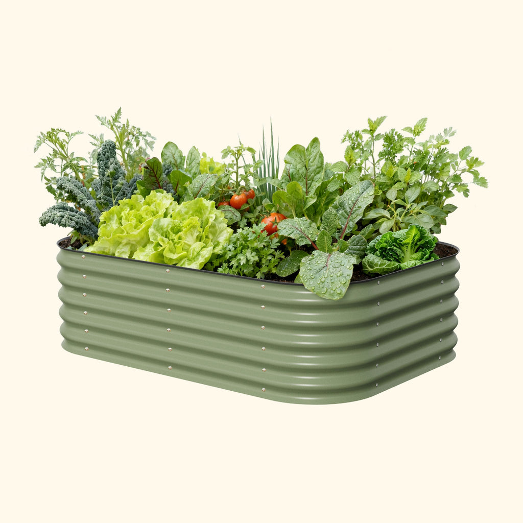 Vego Garden 17" Tall 6 In 1 Medium Modular Metal Raised Garden Bed Kit Olive Green | Heirloom Boulevard