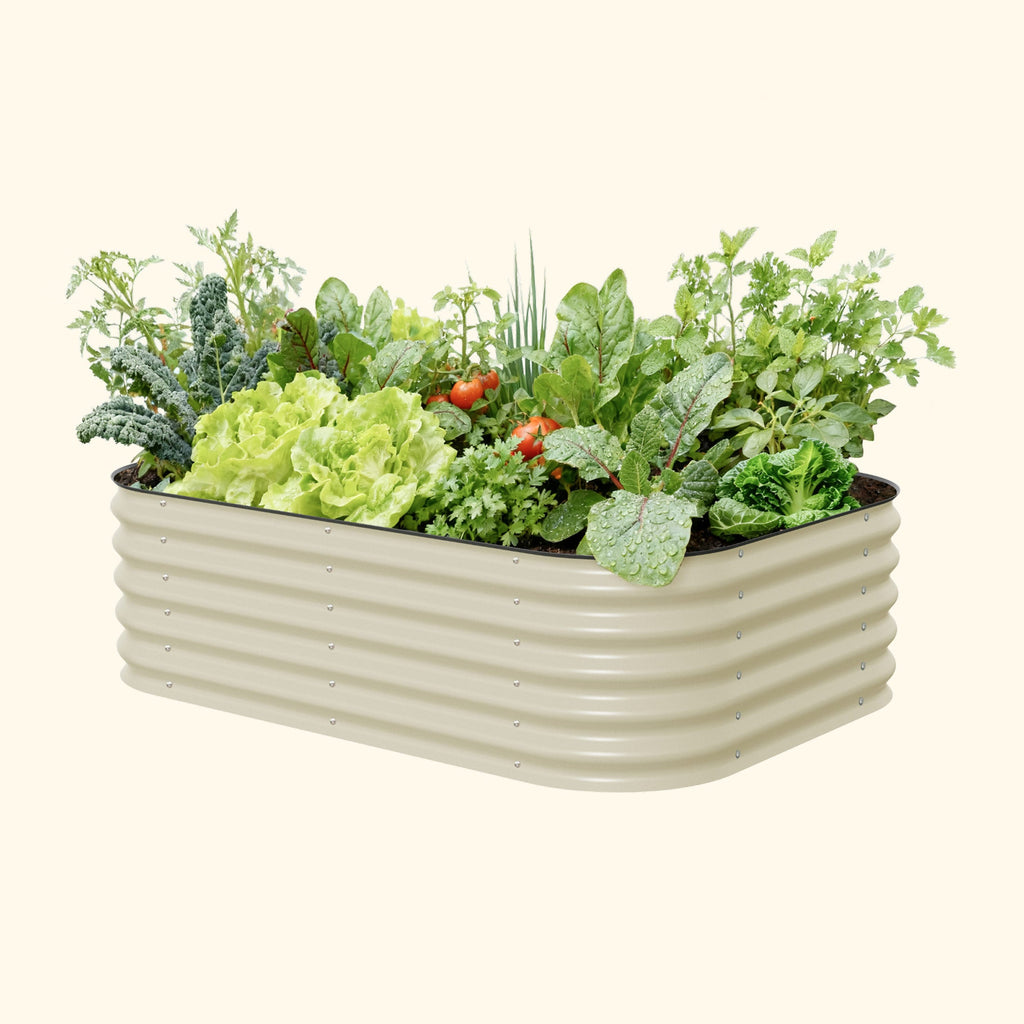 Vego Garden 17" Tall 6 In 1 Medium Modular Metal Raised Garden Bed Kit Pearl White | Heirloom Boulevard