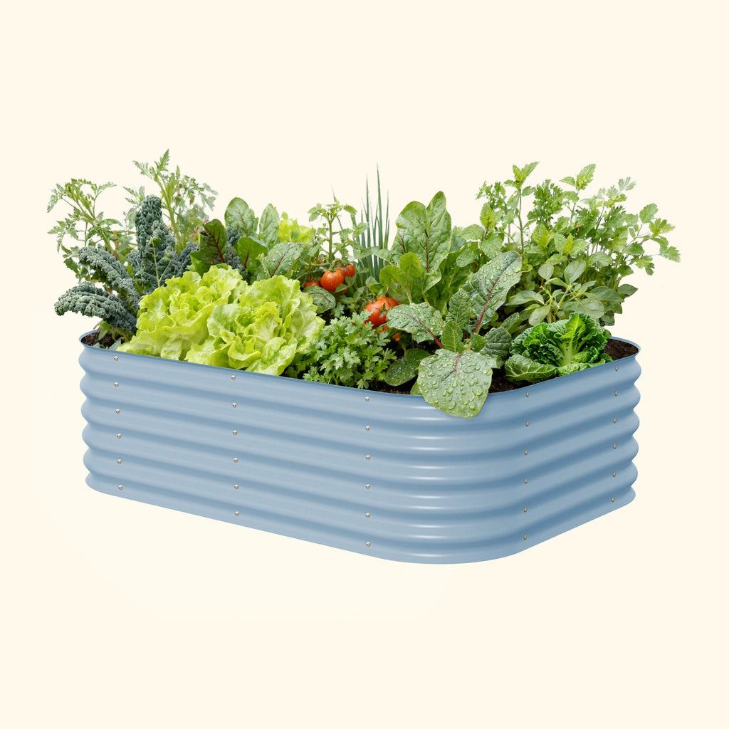 Vego Garden 17" Tall 6 In 1 Medium Modular Metal Raised Garden Bed Kit Sky Blue | Heirloom Boulevard