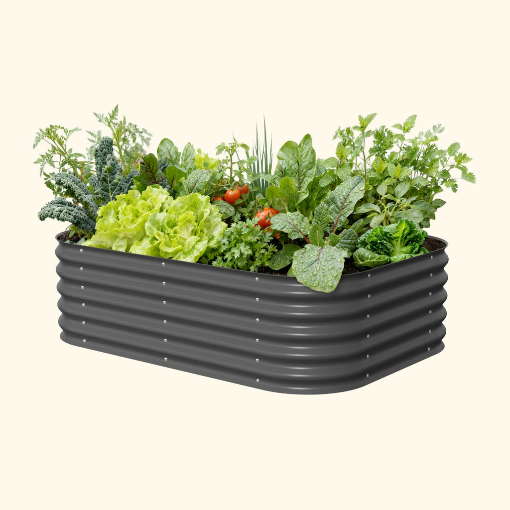 Vego Garden 17" Tall 6 In 1 Medium Modular Metal Raised Garden Bed Kit Modern Gray | Heirloom Boulevard