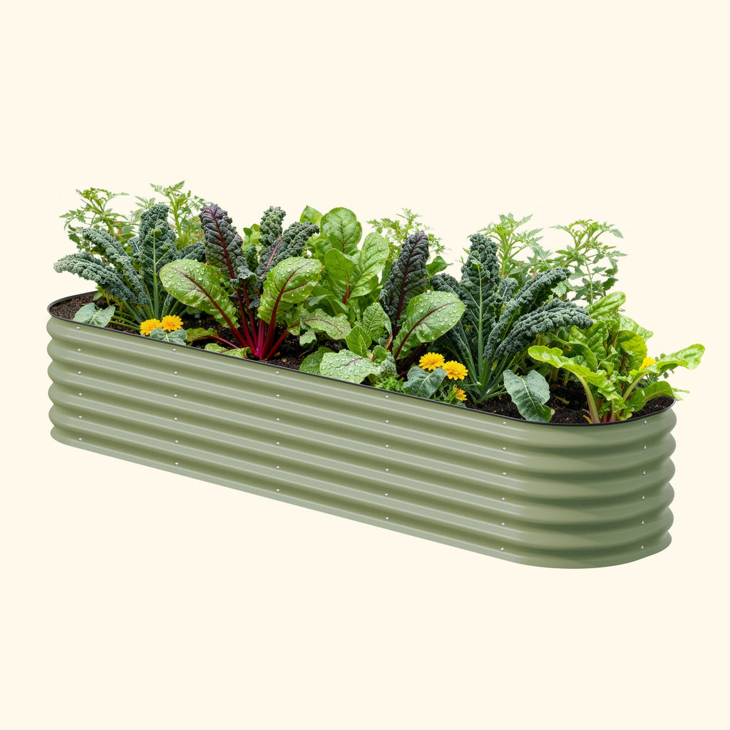 Vego Garden 17" Tall 9 In 1 Large Modular Metal Raised Garden Bed Kit Olive Green | Heirloom Boulevard