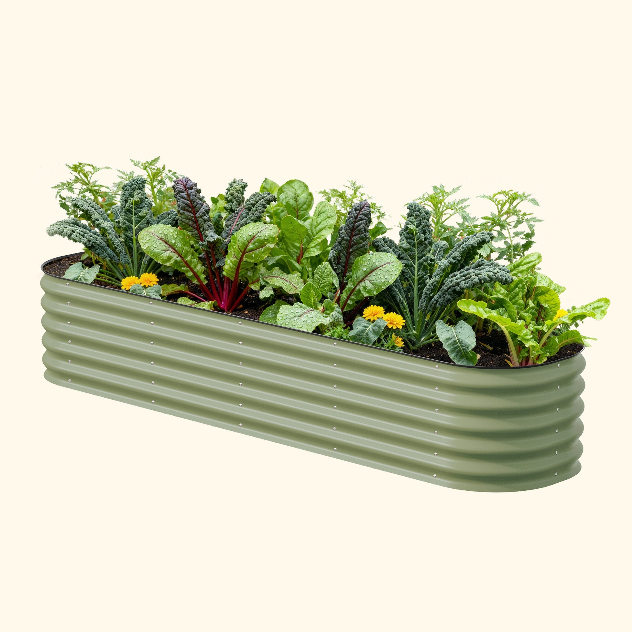 Vego Garden 17" Tall 9 In 1 Large Modular Metal Raised Garden Bed Kit Olive Green | Heirloom Boulevard