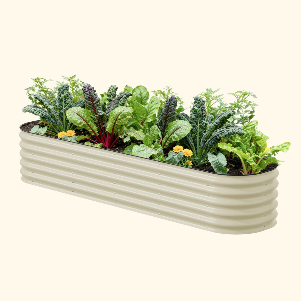 Vego Garden 17" Tall 9 In 1 Large Modular Metal Raised Garden Bed Kit Pearl White | Heirloom Boulevard