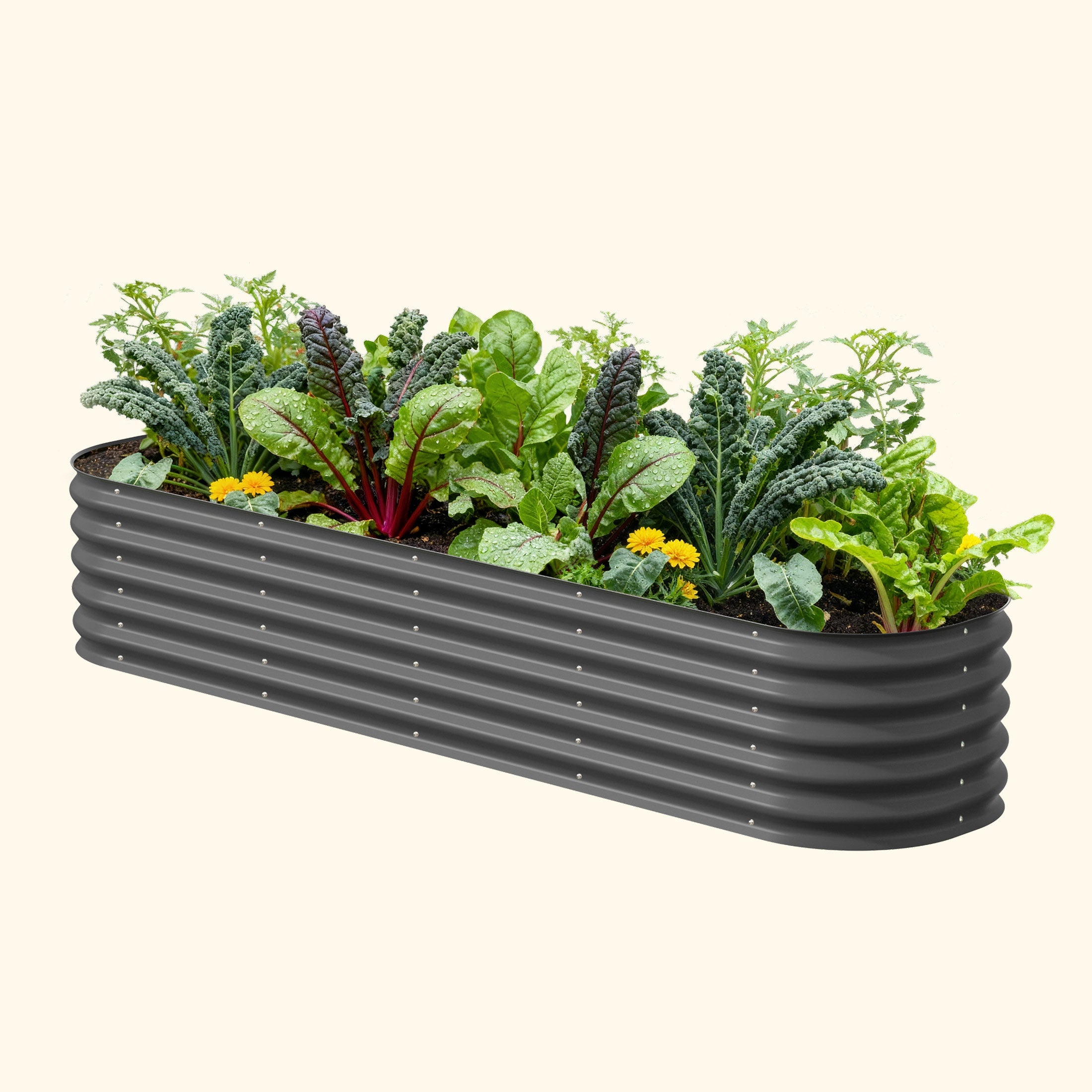 Vego Garden 17" Tall 9 In 1 Large Modular Metal Raised Garden Bed Kit Modern Gray | Heirloom Boulevard