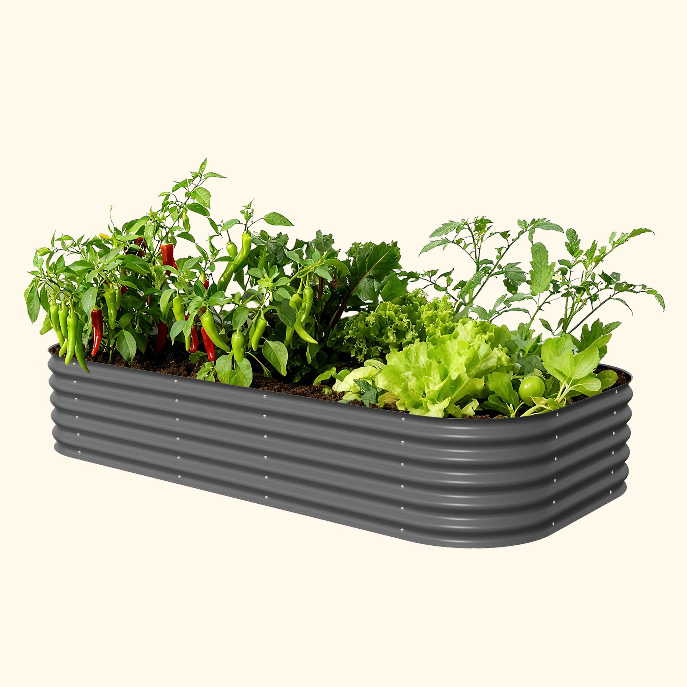 Vego Garden 17" Tall 10 In 1 Jumbo Modular Metal Raised Garden Bed Kit Modern Gray | Heirloom Boulevard