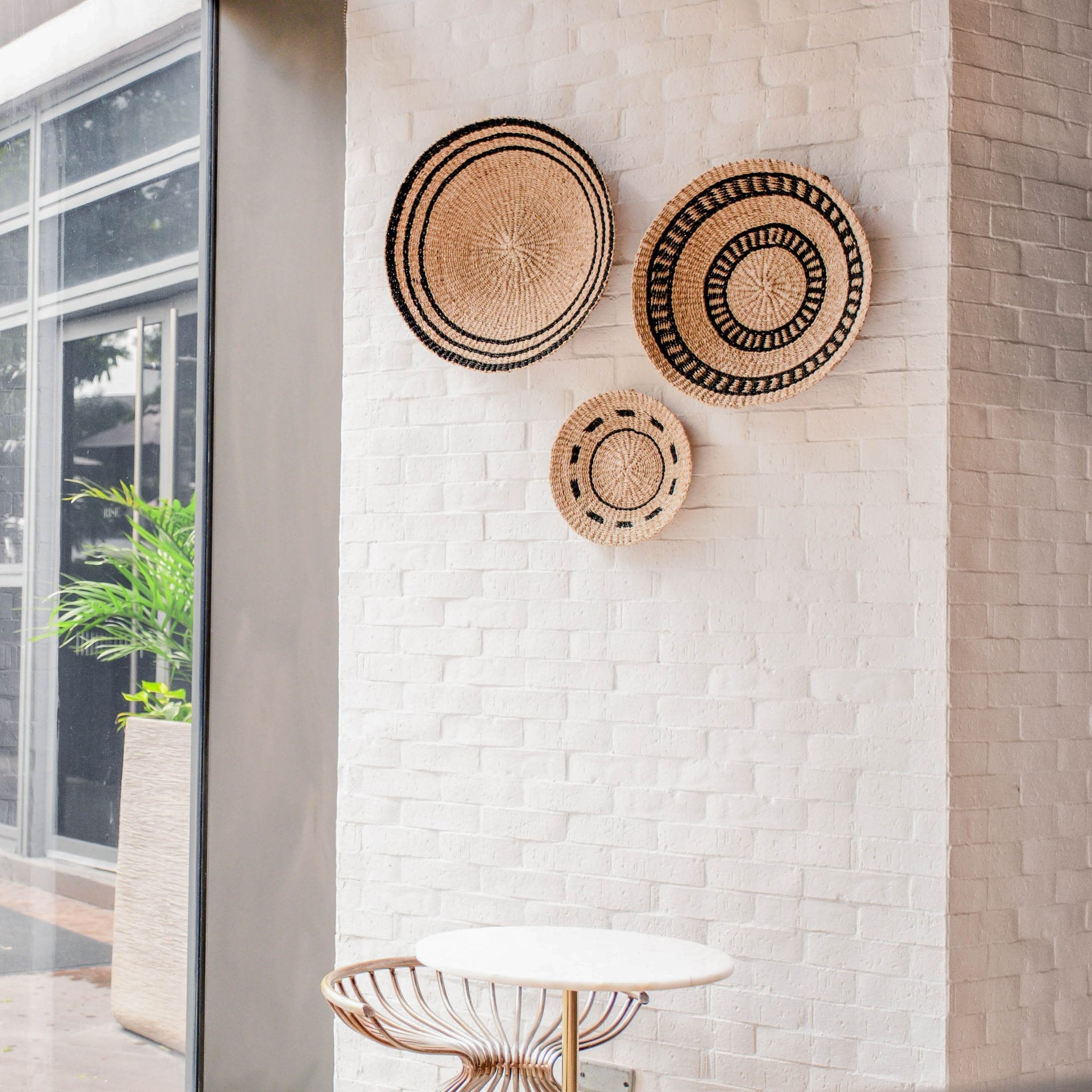 LIKHÂ Natural + Black Wall Baskets, Medium - Woven Wall Baskets | LIKHÂ LIKHÂ | Heirloom Boulevard