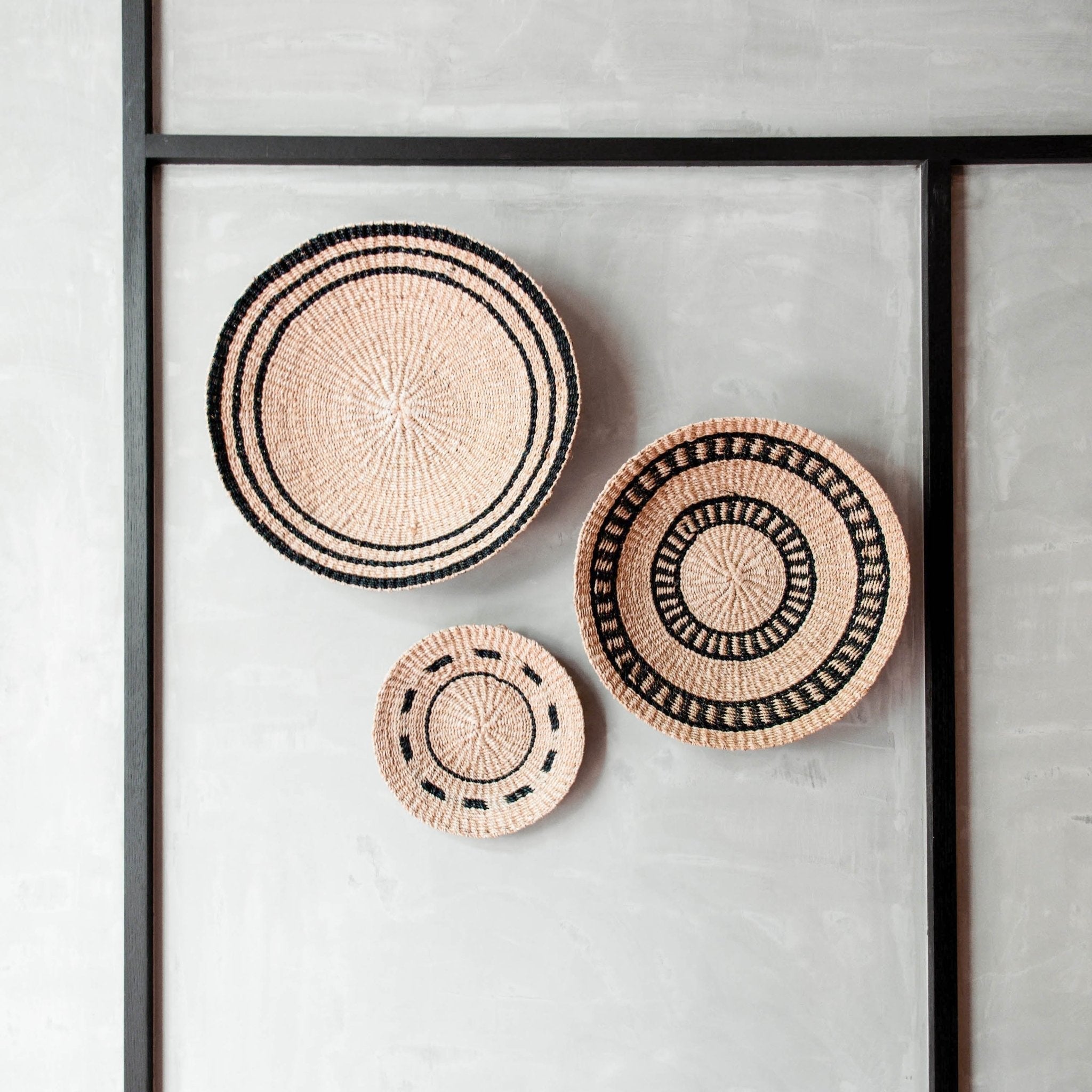 LIKHÂ Natural + Black Wall Baskets, Medium - Woven Wall Baskets | LIKHÂ LIKHÂ | Heirloom Boulevard
