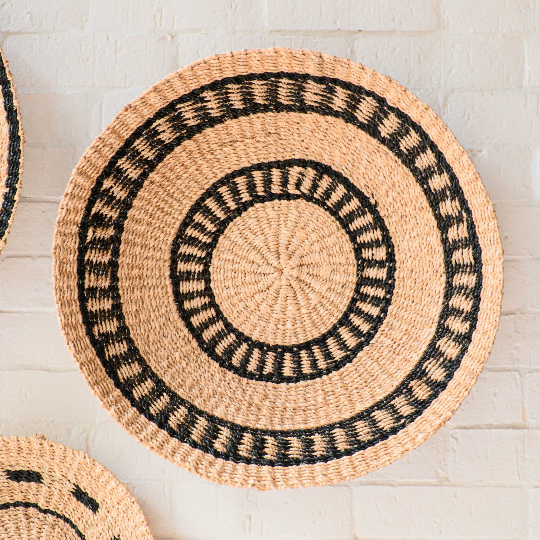 LIKHÂ Natural + Black Wall Baskets, Medium - Woven Wall Baskets | LIKHÂ LIKHÂ | Heirloom Boulevard