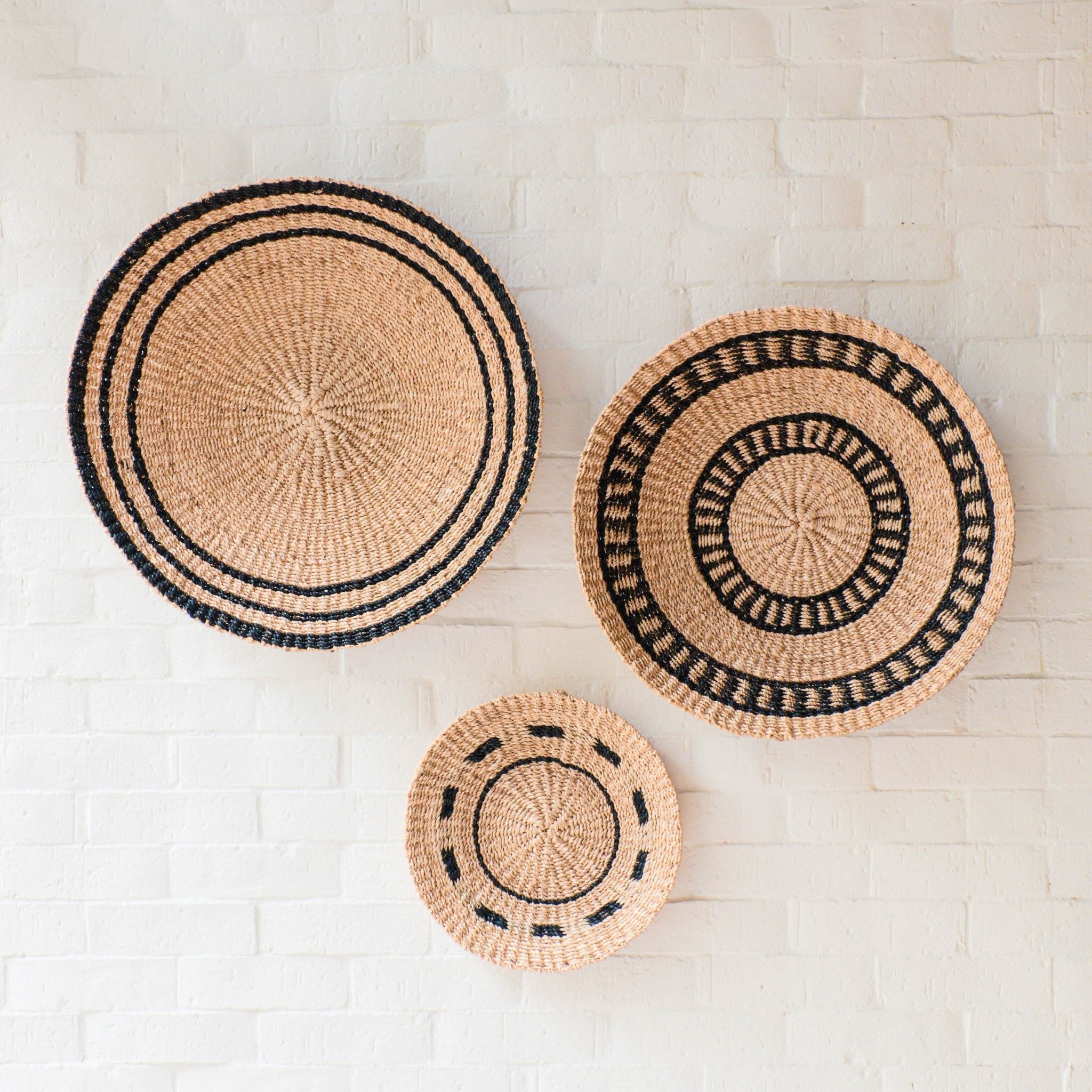 LIKHÂ Natural + Black Wall Baskets, Medium - Woven Wall Baskets | LIKHÂ LIKHÂ | Heirloom Boulevard