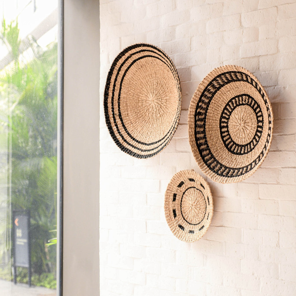 LIKHÂ Natural + Black Wall Baskets, Medium - Woven Wall Baskets | LIKHÂ LIKHÂ | Heirloom Boulevard