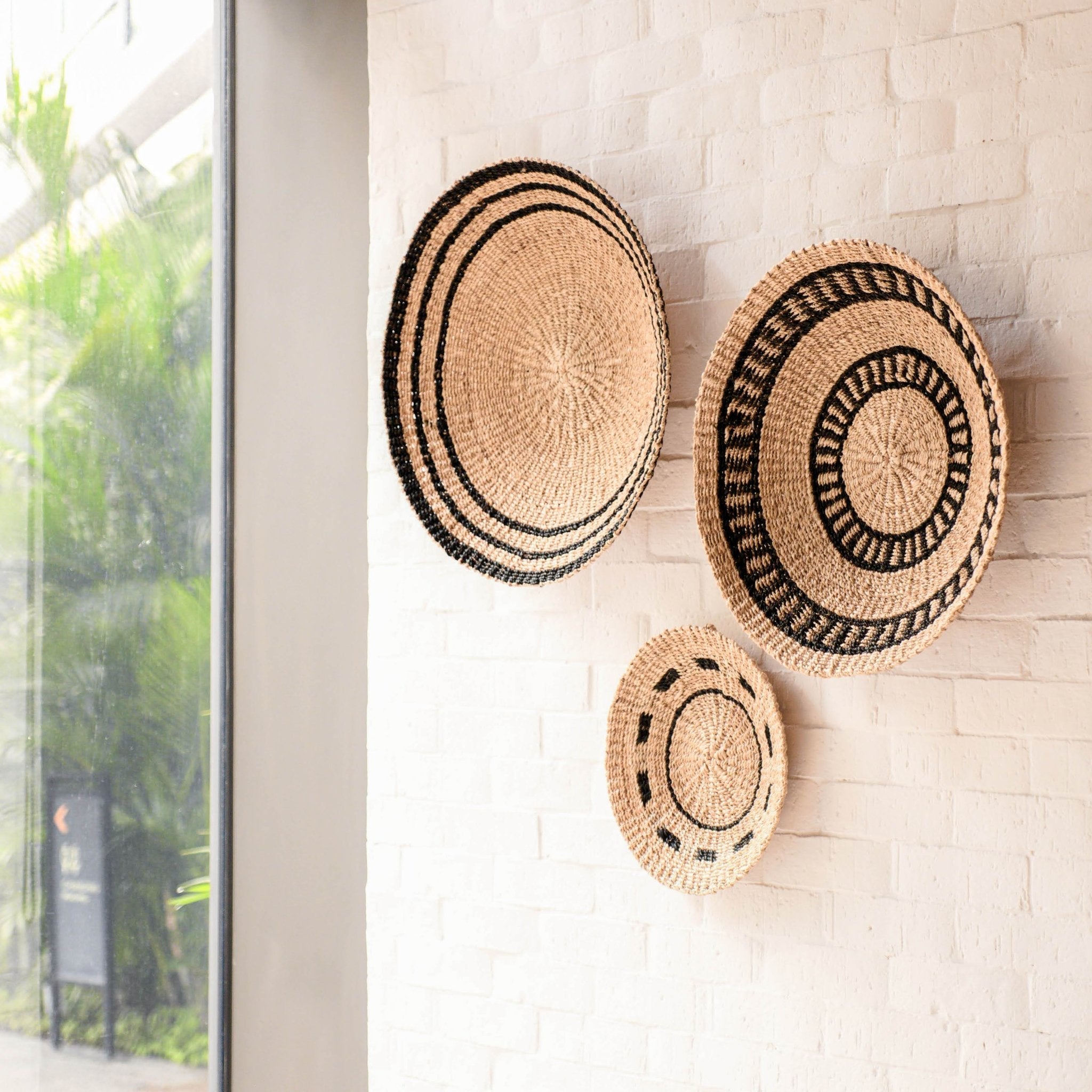 LIKHÂ Natural + Black Wall Baskets, Medium - Woven Wall Baskets | LIKHÂ LIKHÂ | Heirloom Boulevard