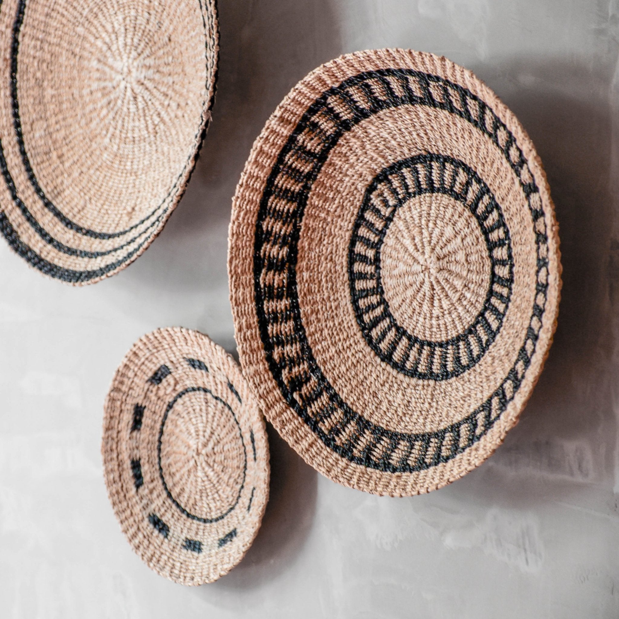 LIKHÂ Natural + Black Wall Baskets, Medium - Woven Wall Baskets | LIKHÂ LIKHÂ | Heirloom Boulevard