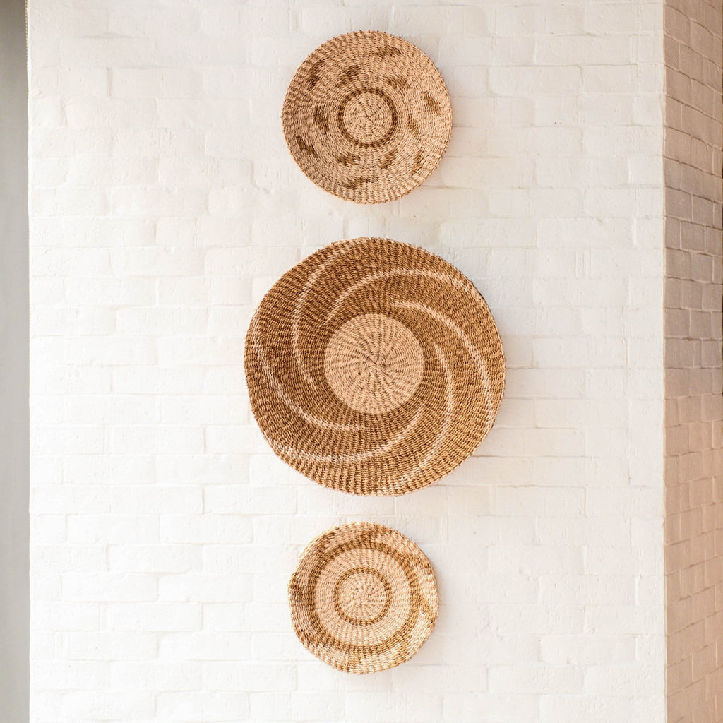 LIKHÂ Natural + Brown Wall Baskets, Small - Round Wall Baskets | LIKHÂ LIKHÂ | Heirloom Boulevard